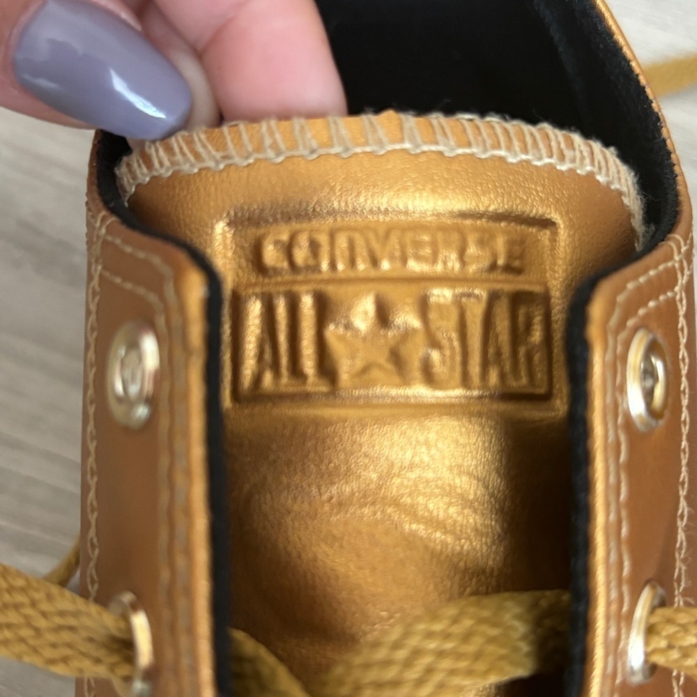 Unique Converse All Star Chuck Low Top Sneakers Metallic Gold Y4 - Picture 7 of 8